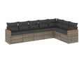 7-piece garden furniture set with cushions, grey woven resin UHTC94702