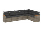7-piece garden furniture set with cushions, grey woven resin UHTC94702