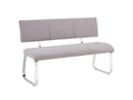 Mobenze designer bench with 3 seats, bench with chrome legs and grey fabric upholstery YHUX73545