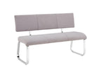 Mobenze designer bench with 3 seats, bench with chrome legs and grey fabric upholstery YHUX73545