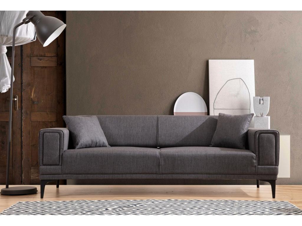 Mobenze 3-seater convertible sofa, dark grey canvas fabric YATX22208