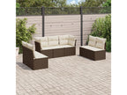 Garden furniture set with cushions, 7 pieces, brown woven resin, WIIC86615