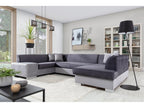 Luxameub 320cm panoramic convertible sofa in black faux leather with storage compartment - Storage compartment on the right JRVI47832