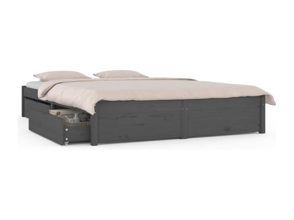 Bed frame with drawers, grey, 150x200 cm, Very Mobenze MTEH95648