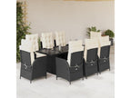 9-piece garden dining set with cushions, black resin wicker ZPVS41860